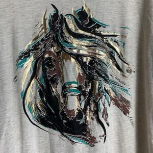 Liberty Wear Womens Full Zip Long Sleeve Hooded Jacket with Horse Print XL